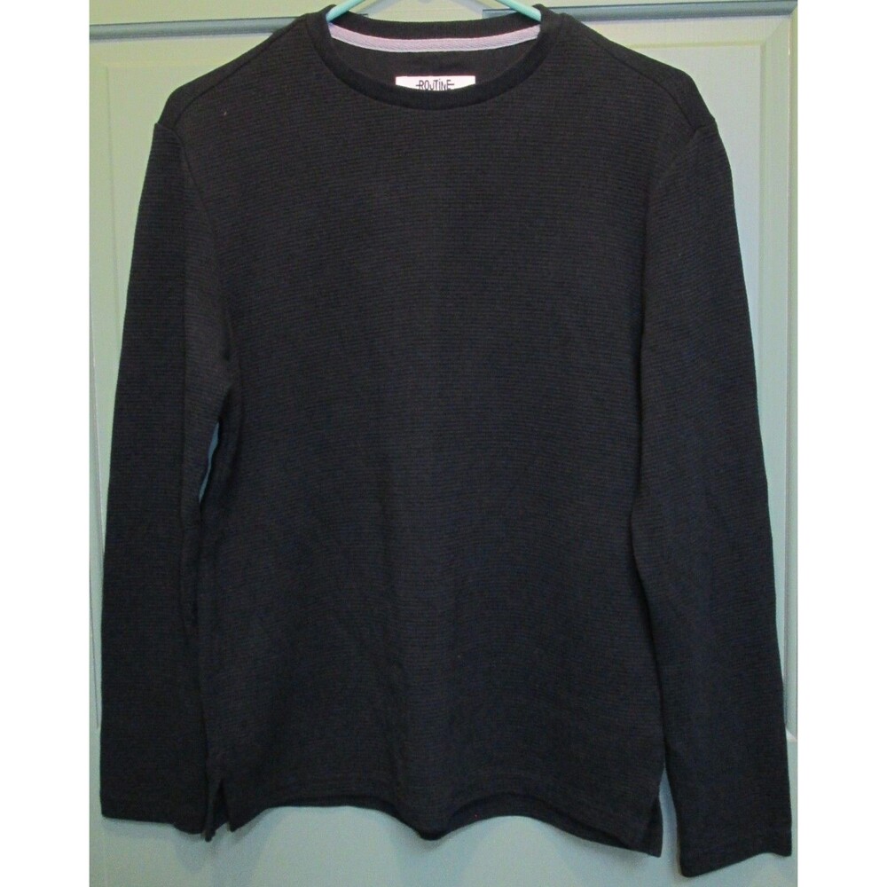 Routine Men Sz S Black Waffle Knit Thermal Crewneck Long Sleeve Shirt Outdoor